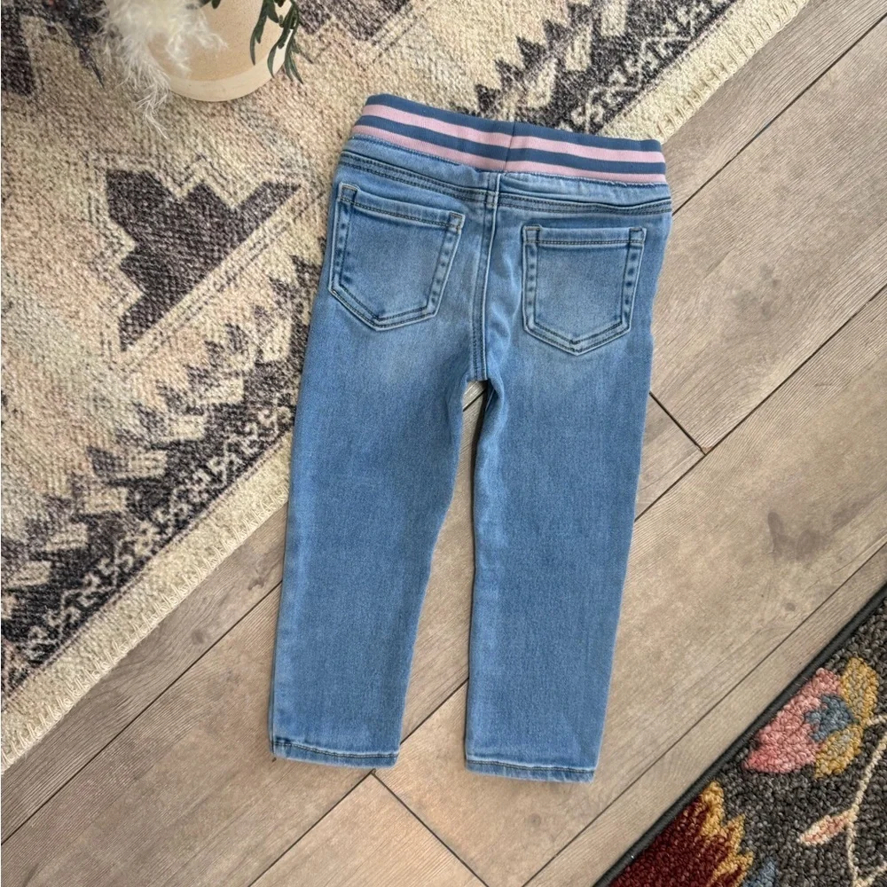 Y2K Cat & Jack Toddler Girl Light Blue Jeans with Pink Waistband